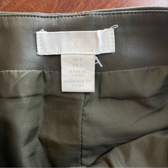 Olive leather skirt H&M - Picture 3 of 5